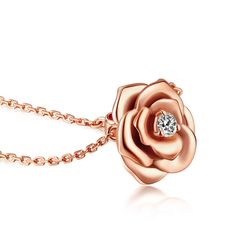 18k Rose Gold Plated CZ Stone Flower Pendant Necklace Jewelry Gift For Women 18"     Product Details   {STYLISH DESIGN}:Rose flower necklace Inspired in the beauty and kindness of mother nature, share it as the most sweet representation of your love with your sister, mom sibling and loved one. {FINE JEWELRY }:This Feminine Rose Shaped Necklace Charm made of Sterling Silver and CZ Cubic Zirconia. Made to last a lifetime, strong and durable! All the metals we use are lead free, nickel free and hypoallergenic. It is very dainty, fashionable and safety. {SIZE}:This Tiny Dainty Delicate pendant Measures size:0.6* 0.6"(15*15mm)|Weight:4.39g,16'’+2'' Extender, it can be adjusted to fit every customer. {PERFECT GIFT}:Roses are known the world over for their beauty. They symbolize love, honor, and Minimalism Design, Delicate Pendant, Necklace Womens, 18k Gold Chain, The Beauty Of Life, 3d Rose, Beauty Of Life, Gold Charms, Rose Necklace