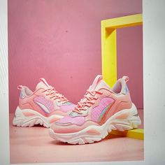 Chunky Pink Sneakers Brand New Colorful Sneakers Women, Chunky White Sneakers, Shein Shoes, Shoes Chunky, Colorful Sneakers, White Tennis Shoes, Sock Sneakers, Top Sneakers Women, Chunky Shoes