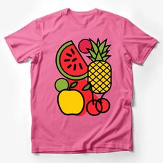 Colorful Fruit Graphic T-Shirt, Summer Pineapple Watermelon Apple Tee, Unisex Fashion Top Male T-Shirt Custom graphic T-Shirt.Customize your color Black And White Tees, Patriotic Tees, Text Tee, Colorful Fruit, Trendy Tee, Casual Summer Shirts, Friends Shirt, Art Shirts, Pride Shirts