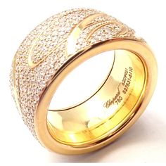 This ring comes with Chopard Certificate and Chopard box. Retail Price: $31,960 plus tax.  Metal: 18k Yellow Gold  Size: 6  Weight: 16.4 gramsz  Width: 11mm  Stones: Round brilliant cut diamonds VS1 clarity, G color  Hallmarks: Chopard 750 6209921 827531-5110      The dimensions field references the ring size and are not specific to the ring itself. Please read description for most accurate dimensions and use QA to inquire on any additional details. Luxury Diamond Ring With Polished Finish, Luxury Rose Gold Rings Stamped 14k, Designer Yellow Gold Diamond Ring, Designer Yellow Gold Rings For Everyday Luxury, Designer Everyday Luxury Yellow Gold Rings, Designer Yellow Gold Rings For Formal Occasions, Fine Jewelry Yellow Gold Rings, Aaa Quality Fine Jewelry Yellow Gold Rings, Aaa Quality Luxury Diamond Ring For Formal Occasions