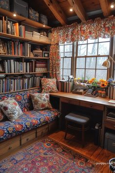 a room filled with lots of books and furniture