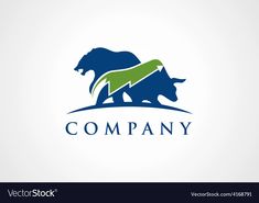 two bears logo design on white background with blue and green colors, suitable for company or business