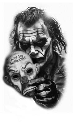 a drawing of the joker holding a mask that says why so serious?