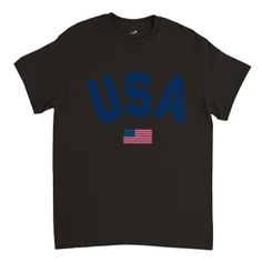 T-shirt USA With Flag color Edition Patriotic Shirt - Etsy Cotton Sports T-shirt With Flag Print, American Style Pre-shrunk Cotton T-shirt, Flag Print Crew Neck Tops For Sports Events, 4th Of July Streetwear T-shirt With Letter Print, Made In Usa Crew Neck T-shirt For Veterans Day, Sports T-shirt With Flag Print In Cotton, Sports T-shirt With Flag Print, Sports T-shirt With Flag Print And Short Sleeves, Patriotic Black T-shirt For Veterans Day