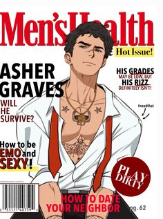 the cover of men's health magazine, featuring a man with tattoos on his chest