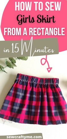 how to sew girls skirt from a rectangle in 15 minutes