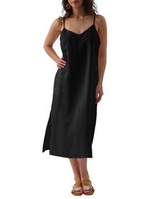 PRICES MAY VARY. The linen midi dress is made of lightweight breathable linen fabric, perfect for hot summer days It features a sleeveless, adjustable straps, v-neck, midi length, 2 slant pockets, side slits, relaxed fit This linen slip dress is suit for daily, casual, party, dating, wedding, shopping, hang-out, vacation, holiday, etc Great to team with beach sandals/ high heel shoes Machine washable in laundry bag. Hand wash recommended and dry flat. Please check our garment size chart on Produ Summer Brunch Linen Midi Dress, Unlined Midi Dress For Summer, Summer Linen Sundress, Midi Length, Summer Linen Sundress Midi Length, Summer Linen Sundress In Midi Length, Unlined Linen Midi Dress For Vacation, Unlined Midi Linen Dress For Vacation, Linen Midi Sundress For Brunch, Solid Linen Dress For Summer Vacation