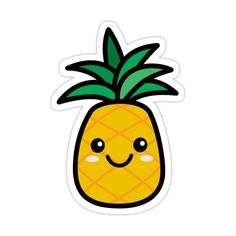 a cartoon pineapple sticker with a smiley face on it's head and eyes