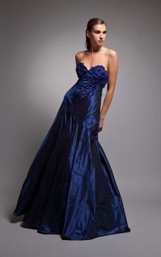 Our strapless “Christina” gown in sapphire silk taffeta shows off an array of fluttery floral embellishments that reach across the bust and down the torso toward the waist | party dresses | | cocktail dress | | dresses | | evening wear | #partydresses #cocktaildress #eveningwear http://www.tonyhamawy.com/ Glamorous Taffeta Prom Evening Dress, Party Dress With Sweetheart Neckline In Taffeta, Party Dress In Taffeta With Sweetheart Neckline, Glamorous Taffeta Evening Dress With Fitted Bodice, Taffeta Party Dress With Sweetheart Neckline, Party Strapless Taffeta Dress With Sweetheart Neckline, Wedding Gown In Taffeta For Gala, Glamorous Taffeta Evening Dress For Prom, Wedding Gala Taffeta Gown