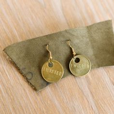 TAG Earrings - Twisted Silver Silver Earrings, Tags, Brass, Personalized Items, Drop Earrings, Silver