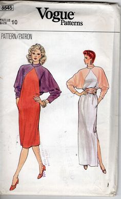 two women's dresses, one in orange and the other in purple with long sleeves