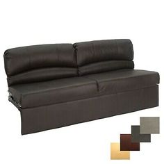 a brown leather couch with four different color options for the seat and back cushions on it