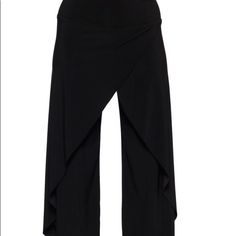 Wide Leg Panrs With Draping Going Down One Side Stretchy Comfortable Fabric Zipper On Side Stretch Split-leg Pants With Side Slits, Elastane 4-way Stretch Yoga Pants With Side Pockets, Versatile Black Wide Leg Pants With 4-way Stretch, Tango Pants, Black Bottoms With Side Pockets And 4-way Stretch, Black Mid-rise Pants With Zipper Closure, Wide Leg Leggings, Drape Pants, 40 Dress