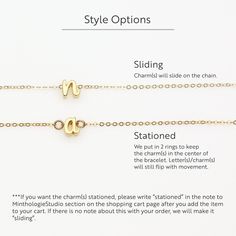 "Dainty cursive initial of your choice with a ♥ on a beautiful diamond cut chain bracelet - simple, beautiful, and meaningful. **Note that some letters in gold and rose gold look slightly different than the same ones in silver. H O W * T O * O R D E R * Select the color * Select the letter * For stationed charms, write \"stationed\" in the note box at check out * For the beaded bracelet in the model photo, use this listing: http://etsy.me/2eYwCXI * Use this listing to add additional charms: http Dainty Name Bracelet With Initials For Personalized Gift, Dainty Bracelets With Initials For Personalized Gifts, Minimalist Adjustable Initial Necklace As A Personalized Gift, Mother's Day Name Bracelet With Initials, Mother's Day Initials Name Bracelet, Dainty Adjustable Name Bracelet With Initials, Dainty Initials Name Bracelet For Gift, Dainty Initials Name Bracelet As Gift, Dainty Name Bracelet With Initials As Gift