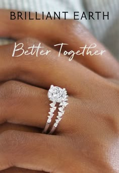 a woman's hand with a ring on it and the words, brilliant earth better together