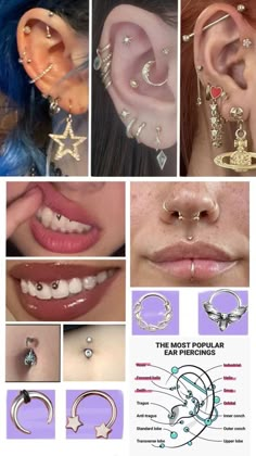 various types of piercings are shown in this collage