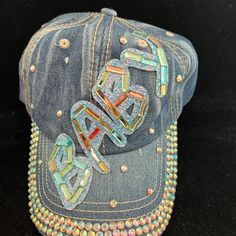 Baby Jeweled Studs Denim Baseball Cap Womens Hat Blue Cindy Claire Tag Adjustable All Hats Bagged And Boxed For Delivery. Any Questions Please Ask. Thanks Blue Denim Brimmed Hat, Blue Denim Baseball Cap With Curved Brim, Spring Blue Denim Baseball Cap, Spring Blue Denim Hats, Trendy Adjustable Denim Blue Hat, Denim Baseball Cap For Summer, Trendy Denim Snapback Baseball Cap, Trendy Denim Hats With Curved Brim, Blue Denim Visor Hat