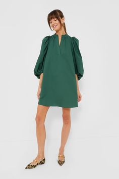 Super lightweight, effortlessly feminine, and full of vibrant color — you can see why we love the Emerald Green Astrid Dress. Made to help you feel chic with minimal effort, this relaxed silhouette with a band collar and statement puff sleeves is comfortable enough for day to night wear, and versatile enough for any occasion. Pair with sandals on your next vacay, with flats for the office, or kitten heels for date night! Like we said, this mini does it all. Band collar with split neckline Gather All Band, Plus And Minus, Night Wear, Band Collar, Puff Sleeves, Nightwear, Emerald Green, Green Dress, Best Sellers