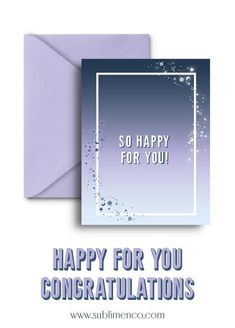 an image of congratulations card with the words happy for you on it and water bubbles