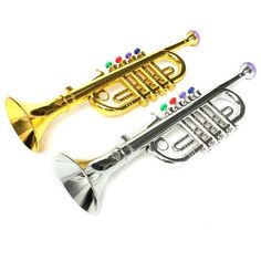 an image of two brass musical instruments