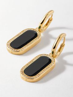 Designed in collaboration with Charlotte Collins. Think old-world elegance meets modern romance. These black onyx statement drop earrings adds a touch of glamour to your every day. 18k gold plated. 100% recycled sterling silver. Black onyx and White topaz gemstone. Earrings are approx 19mm x 10mm, 2.5mm thick. Sold as a pair. Luxury Onyx Earrings, Charlotte Collins, Emilia Wickstead, Cap Fashion, Modern Romance, Statement Drop Earrings, Onyx Earrings, Topaz Gemstone, Recycled Sterling Silver