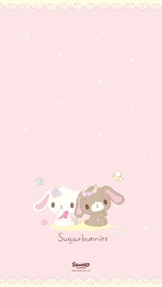 a pink background with two stuffed animals on it