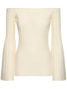 Find GABRIELA HEARST Nelson Wool & Cashmere Rib Knit Top on Editorialist. Off-the-shoulder neckline. Model is wearing a sizeS Elegant Fitted Beige Knit Top, Elegant Beige Knit Top, Elegant Ribbed Winter White Top, Elegant Cream Ribbed Tops, Elegant Cream Ribbed Knit Top, Elegant Ribbed Cream Knit Top, Elegant Winter White Fine Knit Top, Elegant Cream Knit Top, Elegant White Knit Top