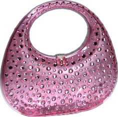 a pink purse with lots of silver dots on it