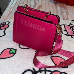 Hey Girlies! I Am Selling This Almost Brand New Steve Madden, Hot Pink Beverly Bag. It’s A Beautiful Purse However, I Would Just Like Some Thing That Matches More To My Day-To-Day Outfit. Trendy Bags With Branded Hardware, Trendy Shoulder Bag With Branded Hardware For Errands, Trendy Pink Shoulder Bag For Day Out, Trendy Bags With Zipper Closure For Day Out, Trendy Red Bag For Day Out, Pink Shoulder Bag For Day Out, Trendy Day Out Bag With Zipper Closure, Pink Shoulder Bag With Branded Hardware, Pink Satchel Shoulder Bag For Day Out