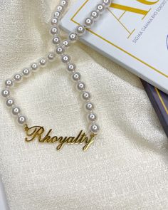 Rhoyalty Pearl Necklace 45cm/18in (Extendable) Final Sale Elegant Custom Name Necklace In White, Elegant White Custom Name Necklace, Hypoallergenic Pearl Necklace For Gifting, Hypoallergenic Pearl Necklaces For Gifts, Classic Hypoallergenic Necklace For Gift, Personalized Pearl Necklace As A Gift, Personalized Pearl Necklaces As Gifts, Hypoallergenic Pearl Necklace Gift, Classic Hypoallergenic Necklaces For Gifts