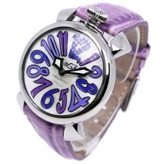 Brand Gaga Milano Modelname Manure 40 Serial Number 20** Material Stainless Steel/Leather Color Silver / Purple Size Bezel Widthabout 40mm Caseabout 48mm X 40mm(Including Lugs, Excluding Crowns) Band Lengthabout 14.519.5cm Band Widthabout 2.0cm Case Profoundabout 13mm Spec Movementquartz Display Typeanalog Display Case Typeround Face Dial Colorwhite Shell Weight 58.2g Country Of Manufacture Italy Accessories Replacement Belt Condition Rank Bodyb Belta- Glassscratches On12o'clock Direction Bezelt Luxury Purple Watch For Formal Occasions, Luxury Purple Watches For Formal Occasions, Purple Round Hand-strung Jewelry, Luxury Purple Luxury Watch, Modern Purple Watch With Round Dial, Luxury Purple Watch, Luxury Purple Analog Watches, Italy Accessories, Watches Silver