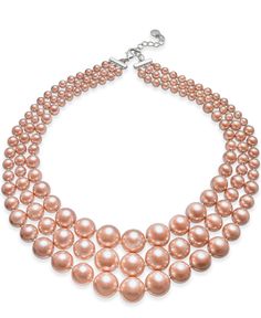 Exceptional gleam and beautiful design defines this classic three-row imitation pearl collar necklace from Charter Club. Approximate length: 17" + 2" extender. Approximate drop: 2-1/2". Pink Statement Necklace, Pearl Collar, Macys Jewelry, Mens Gift Sets, Charter Club, Watch Necklace, Collar Necklace, Crystal Pendant, Pearl Jewelry