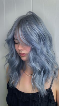 Elevate Your Hair Game with 30 Stunning Blonde Colors: Top Shades for 2024 Blue White Hair Color, Soft Blue Hair Color, Shades Of Blue Hair Color Chart, Shaggy Blue Hair, Dark To Light Blue Hair, Steel Blue Hair Color, Silver Blue Hair Color, Blue Hair On Blonde, Blue Silver Hair Color