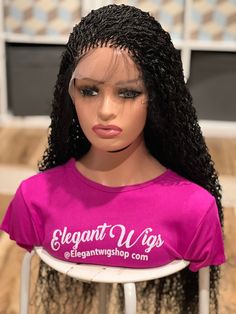 HAND MADE - Each wig we offer was cautiously made by hand to accomplish a quality like no other. It is the perfect protective style for all hair types.  EASY TO WEAR - Very Lightweight with Breathable Cap. The wig cap has adjustable straps to ensure a good fit. The lightness of the wig allows you to wear it for as long as you like without any discomfort.  MATERIAL - Made with the highest quality of synthetic braiding extensions, heat resistant hair fiber that can be curled with hot water and was Braiding Extensions, Braid Wigs, Feed In Braids Hairstyles, Invisible Lace, Dreads Styles, Braided Wigs, Feed In Braid, Hairstyles Updo, Braided Wig