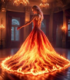 Fire Queen, Gown Aesthetic, Beautiful Long Dresses, Fairy Dresses, Fire Element, Fantasy Dresses, Dress Design Sketches, Fantasy Gowns, Fantasy Dress