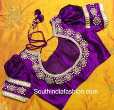 Pot Neck, Puff Sleeves Blouse, Puff Blouse, Sari Design, Silk Saree Blouse Designs