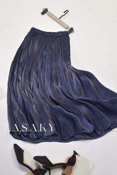 Lasaky - Elegant Pleated Maxi Dress with High Waist and Luxurious Sheen Long Midi Skirt, Womens Pleated Skirt, White Long Skirt, Satin Maxi Skirt, High Waist Long Skirt, Umbrella Skirt, Half Skirt, Pleated Maxi, Pleated Midi Skirt