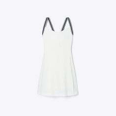 Carefully designed to optimize freedom of movement on the court, the cross-back dress introduces a new style to the tennis wardrobe. Fitted with an A-line silhouette and mini length, the lightweight dress features mesh side panels and a built-in unitard for support and coverage. Crafted in performance jersey — a technical fabric offering breathability and moisture wicking properties. Sporty Spring Dresses For Sports, Sporty V-neck Sports Dress, Athleisure Mini Tennis Dress, Spring Athleisure Tennis Dress, Athleisure Tennis Dress For Spring, Spring V-neck Athleisure Dresses, Chic A-line Tennis Dress For Summer, Chic A-line Summer Tennis Dress, Spring Mini Length Tennis Dress