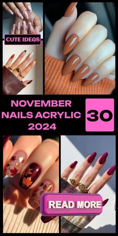 Neutral Nails Pink Classy, November Acrylic Nail Designs, November Nails 2024, November Nails Acrylic, Fall Nails Acrylic Coffin, November Nails Fall Acrylic, Fall Nails November, November Nail Colors, November Nail Ideas