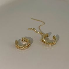 Everyday delicate ear jewelry set, enjoy the fun of mix and match. Dainty gold lace layering cuff earrings and cuff threader. Exquisite sparkly cz embedded layering with gold cuff, matches perfectly with dangling cuff threader. The threader is very versatile, can be wear in 2 ways, both stunning as either pierced or non pierced earrings. Go as you please, be you, be stylish everyday. 💎 Features: ♥ Finish Tone: 14K gold plated ♥ Side Stone: Cz crystal ♥ Ear cuff + Cuff threader Set ♥ Non-pierced Trendy Gold Ear Cuff With Matching Earrings, Gold Dangle Ear Climber Earring, Adjustable Gold Ear Climbers For Gift, Adjustable Gold Cartilage Earrings For Party, Gold Minimalist Ear Cuff For Party, Dainty Single Ear Climber For Parties, Dainty Single Ear Cuff For Party, Dainty Ear Climbers For Party, Dainty Ear Climbers For Parties