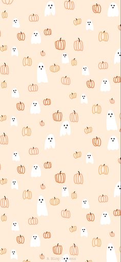 Ghosts and pumpkins! Preppy Aesthetic Fall Wallpaper, Fall Background Ghost, Fall Wallpaper Iphone Ghost, Pumpkin Iphone Wallpaper Aesthetic, Autumn Ghost Wallpaper, Ipad Wallpapers Halloween, Halloween Ghost Wallpaper Iphone, Cute Pumpkin Wallpaper Iphone, Fall Pastel Wallpaper