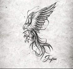 a drawing of an eagle with the word escape on it's chest and wings