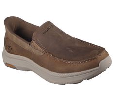 Slip-in to casual comfort wearing Skechers Hands Free Slip-ins Relaxed Fit Pollard - Osgood. Designed with our exclusive Heel Pillow , this moc toe slip-on loafer features a leather upper with a charcoal-infused Skechers Air-Cooled Memory Foam insole, Memory Arch support, and a rugged anti-slip Goodyear Rubber Outsole. | Skechers Men's Slip-ins Relaxed Fit: Pollard - Osgood Loafer Shoes | Medium Width | Skechers Hands Free Slip-ins for an easy fit | Exclusive Heel Pillow holds your foot securely Desert Fashion, Mens Skechers, Wide Shoes, Comfort Wear, Shopping Hacks, Arch Support, Hands Free, Loafer Shoes, Memory Foam