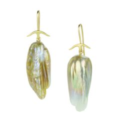 Gabriella Kiss Freshwater Pearl Wing Drop Earrings | Quadrum Gallery Handmade Luxury Pear-shaped Pearl Earrings, Luxury Handmade Pear-shaped Pearl Earrings, Luxury Handmade Pear-shaped Earrings, Gabriella Kiss, Classic Pearl Earrings, Yellow Gold Earring, Hudson Valley, Gold Pearl, Ear Wires