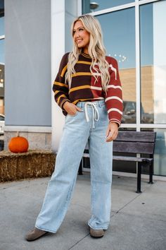 Feeling the fall colors! Our Shiloh Two-Tone Ribbed Sweater is comfy, casual, and the perfect pick for everyday wear. Throw on some jeans and clogs and you're good to go. True to size with a relaxed fit. Ariel is 5'5" and is wearing a small. Home Candles, Ribbed Sweater, Comfy Casual, Sales Gifts, Ariel, The Fall, Fall Colors, Best Sellers, Clogs