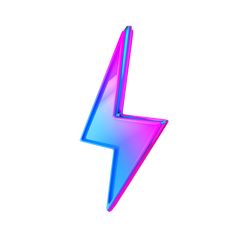 a pink and blue lightning bolt on a white background