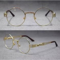 Mens Classic Vintage Retro Style Clear Lens Eye Glasses Round Gold Fashion Frame Condition: Brand New With Tags Frame Color: Gold Tone Metal Frame Lens Color: Clear With No Magnification Hinge Type: Regular Protection: Uv-400 (100% Uv Protection) Type: Fashion Eyeglasses Style: Vintage / Retro Features: Unique Round Vintage Frame Design With A Retro Look. Make A Bold Fashion Statement With These Awesome Glasses! Gender: Unisex (For Both Men Or Women) Measurements: 48-22-145 Size: Regular Frame M Wired Frame Glasses, Round Rimmed Glasses, Golden Round Glasses, Dark Academia Glasses Men, Round Glasses With Chain, Round Glasses Aesthetic, Dark Academia Glasses, Eye Glasses Shapes, Round Vintage Frame