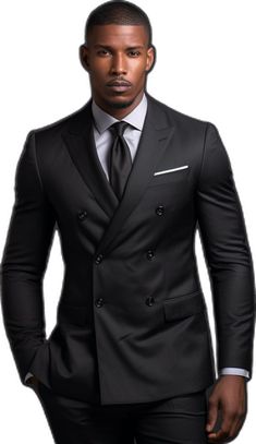 Black Double Breasted Business Suit, Black Suits With Suit Collar For Business Meetings, Fitted Black Blazer For Business Meetings, Elegant Black Blazer For Business Meetings, Professional Fitted Black Double Breasted Suit, Fitted Black Double Breasted Professional Suit, Black Fitted Double Breasted Professional Suit, Tailored Black Double Breasted Suit, Modern Black Semi-formal Suit