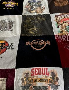 many different types of t - shirts laid out on top of each other in a quilted pattern