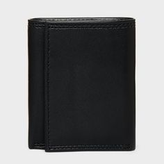 Carry your cards and money in comfortable style with this Extra-Capacity Trifold Wallet from Goodfellow & Co™. This tri-fold wallet features multiple card slots, ID pocket and a bill compartment, while the tri-fold design lends it a non-bulky feel, making it easier to slip in the front or rear pockets of your trousers. Best of all, it features RFID blocking that helps prevent your cards and IDs from digital theft. Showcasing a faux-leather finish in black, it's sure to bring classic style to you Black Trifold Wallet With Coin Pocket For Daily Use, Black Trifold Wallet With Interior Card Slots, Black Trifold Card Holder For Daily Use, Black Trifold Wallet With Coin Pocket, Black Trifold Wallet For Daily Use, Black Trifold Wallet For Everyday Use, Black Trifold Wallet For Everyday, Black Trifold Card Holder With Coin Pocket, Black Trifold Card Holder With Interior Slots